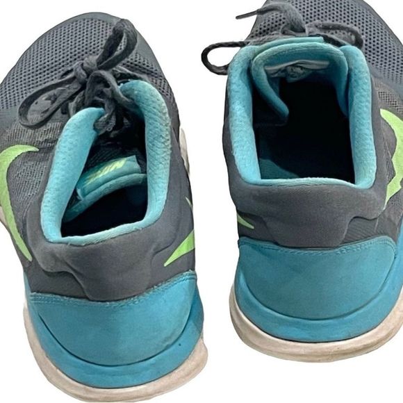 Nike Flex 2015 Run in Gray & Turquoise Blue with Neon Green Accent Size 8.5 - Picture 9 of 10